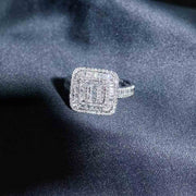 Natural White Diamond Square Ring D0.85ct,18K